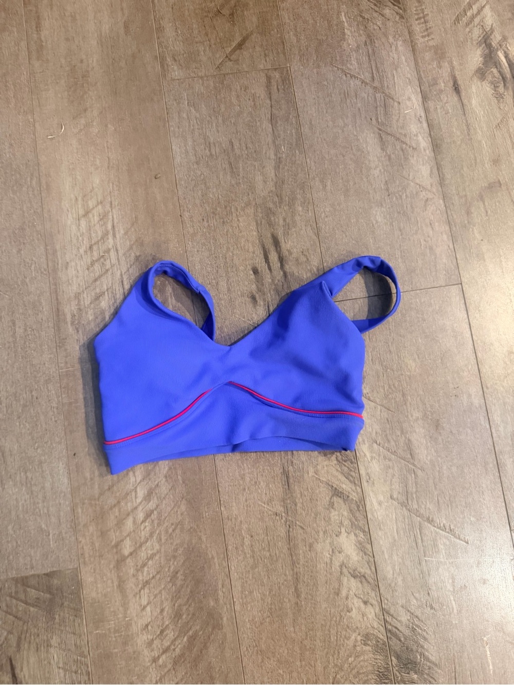 Women's Blue Sports Bralette with Red Piping
